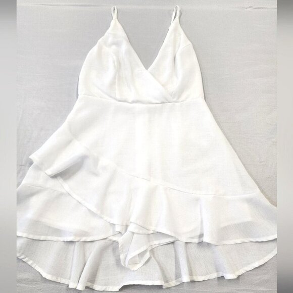 Forever 21 Women's Crisp White Straps High-Low Romper, sz SM - Picture 8 of 8